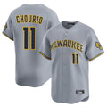 tocy M.Brewers #11 Jackson Chourio Player Gray Home Limited Stitched Jerseys