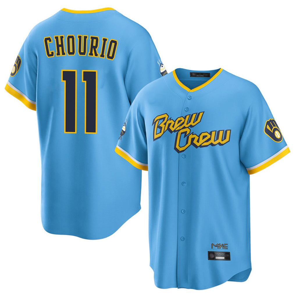 tocy M.Brewers #11 Jackson Chourio Player Light Blue City Connect Home Game Stitched Jerseys