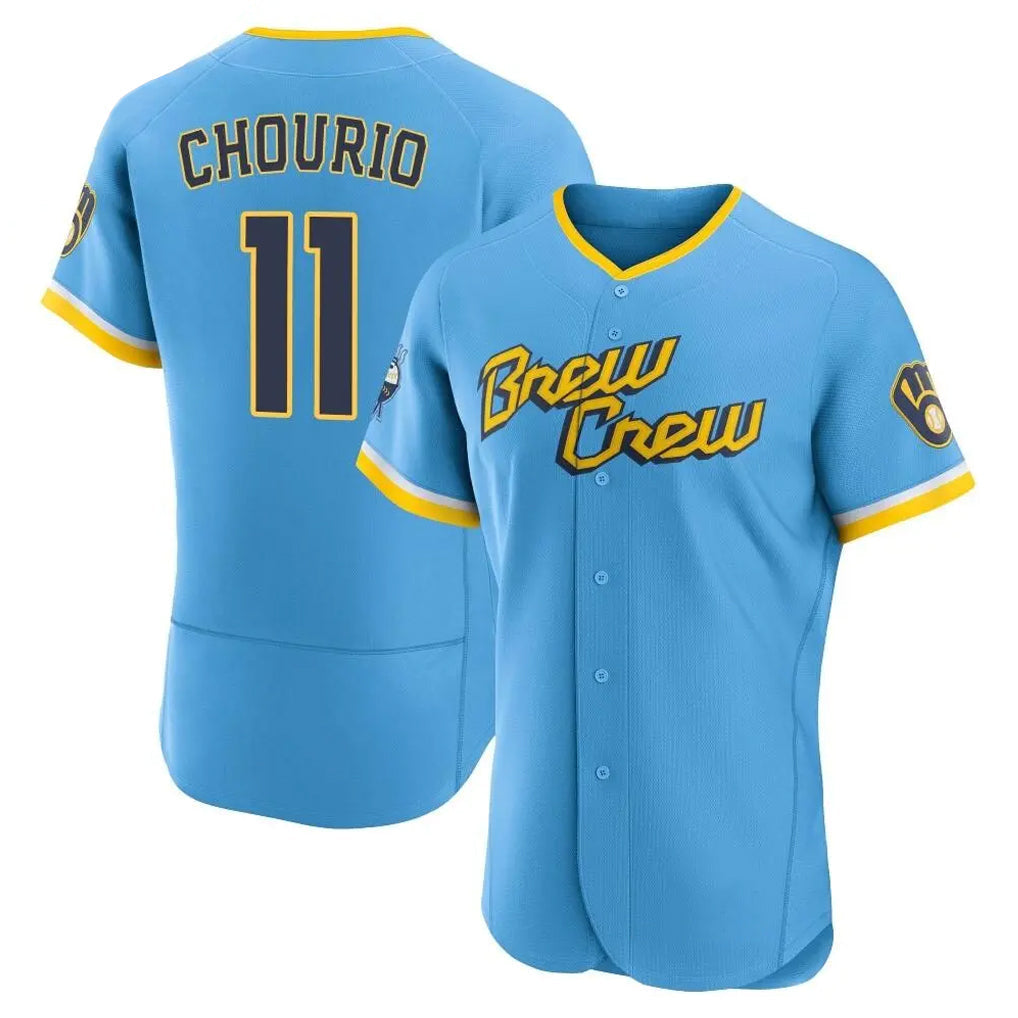 tocy M.Brewers #11 Jackson Chourio Player Light Blue City Connect Home Limited Elite Stitched Jerseys