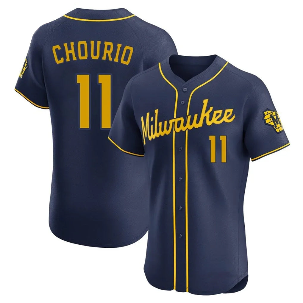 tocy M.Brewers #11 Jackson Chourio Player Navy Home Limited Elite Stitched Jerseys