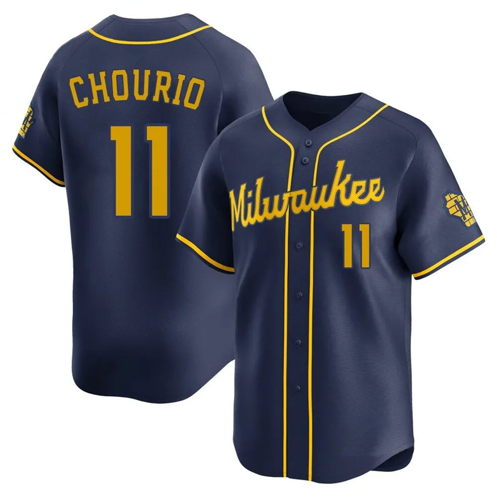 tocy M.Brewers #11 Jackson Chourio Player Navy Home Limited Stitched Jerseys