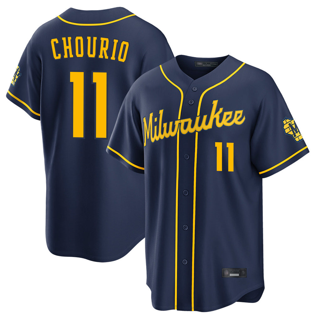 tocy M.Brewers #11 Jackson Chourio Player Navy Home Stadium Game Stitched Jerseys