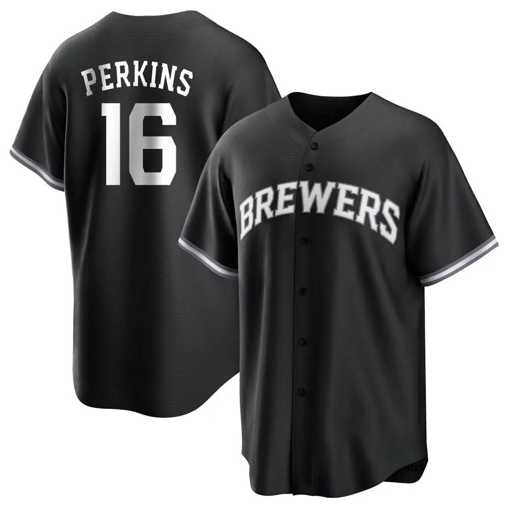 tocy M.Brewers #16 Blake Perkins Player Black Game Home Stitched Jerseys