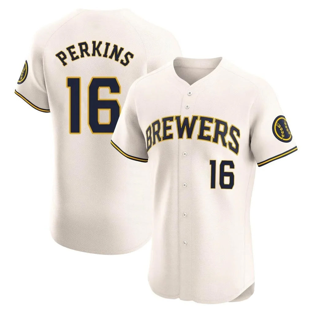 tocy M.Brewers #16 Blake Perkins Player Cream Home Limited Elite Stitched Jerseys