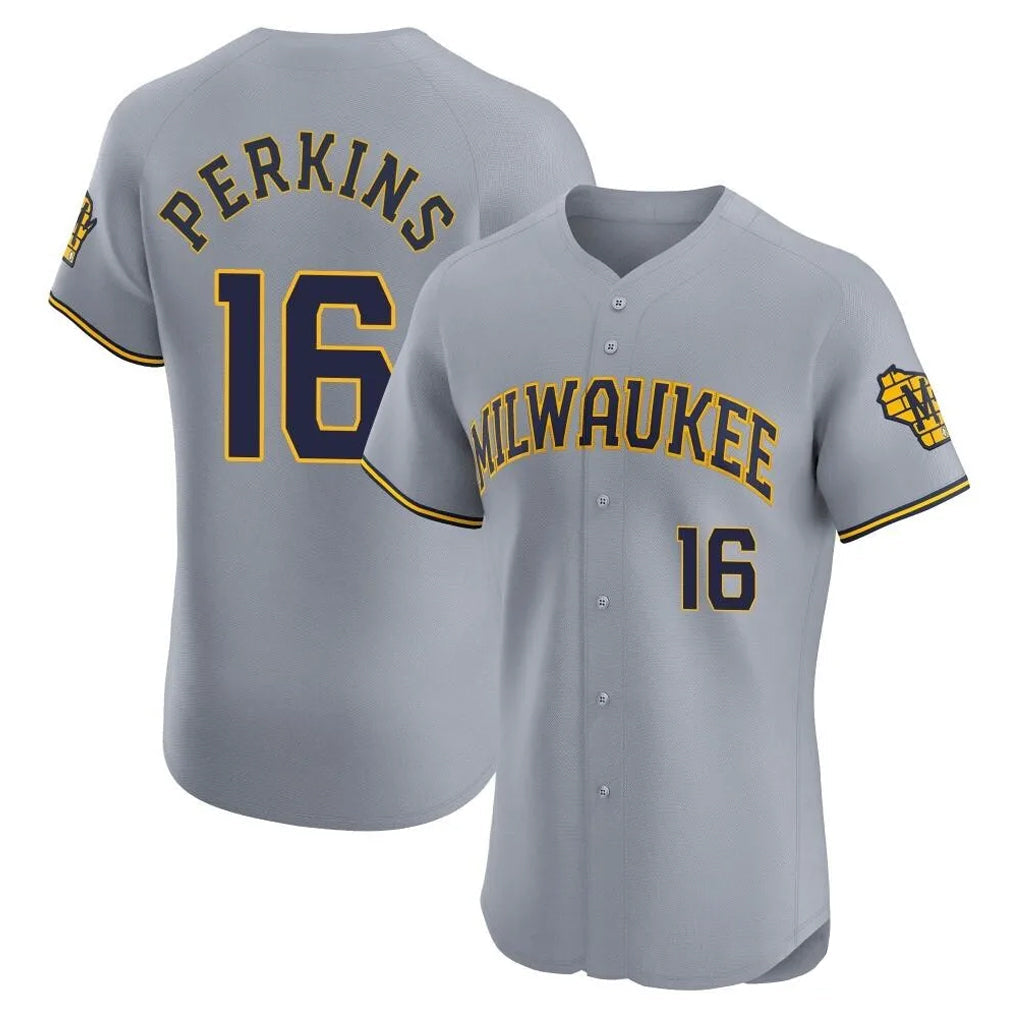 tocy M.Brewers #16 Blake Perkins Player Gray Home Limited Elite Stitched Jerseys