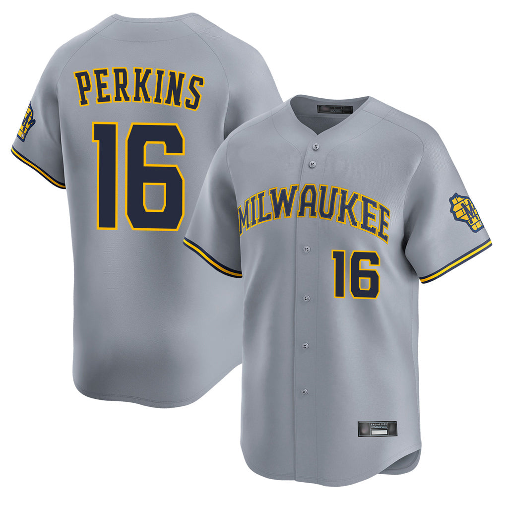 tocy M.Brewers #16 Blake Perkins Player Gray Home Limited Stitched Jerseys