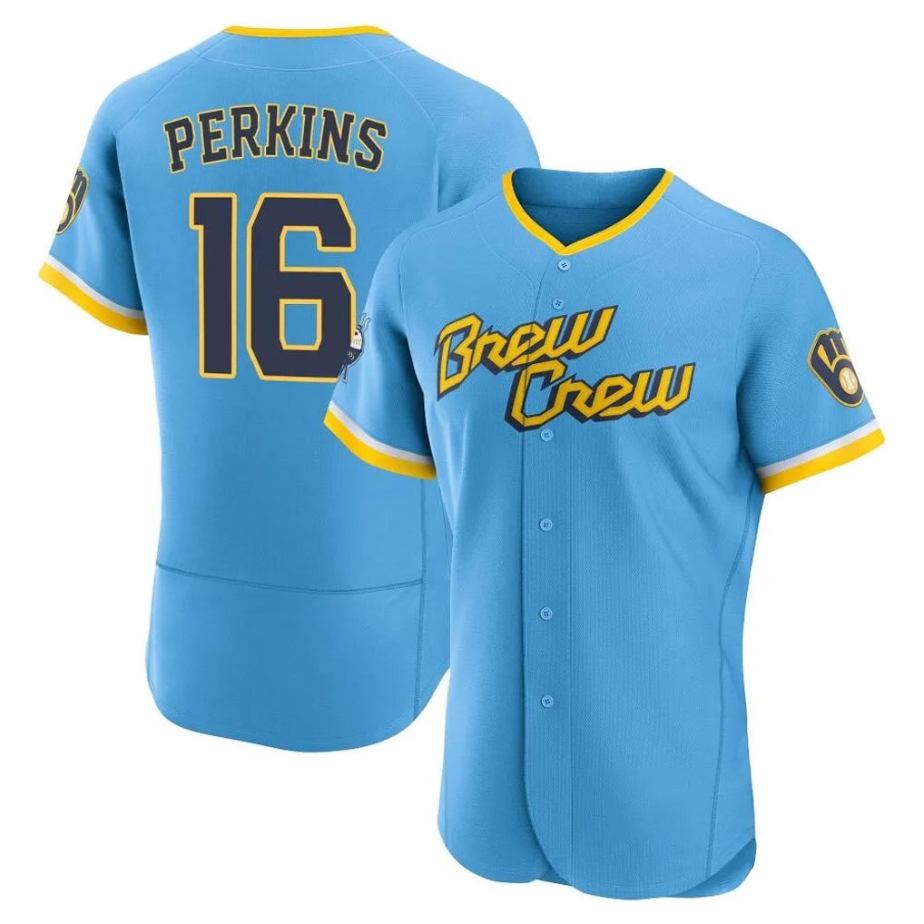 tocy M.Brewers #16 Blake Perkins Player Light Blue City Connect Home Limited Elite Stitched Jerseys