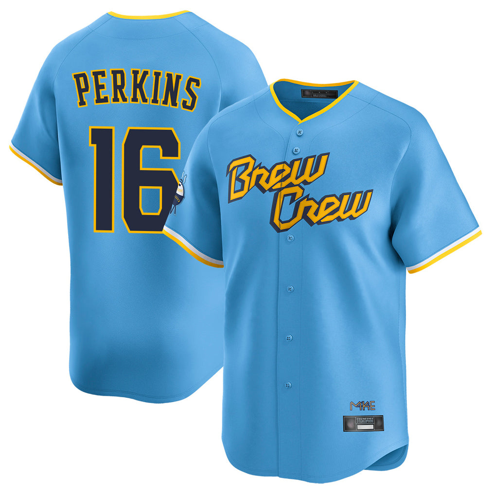 tocy M.Brewers #16 Blake Perkins Player Light Blue Road Stadium Game Stitched Jerseys