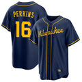 tocy M.Brewers #16 Blake Perkins Player Navy Home Game Stitched Jerseys