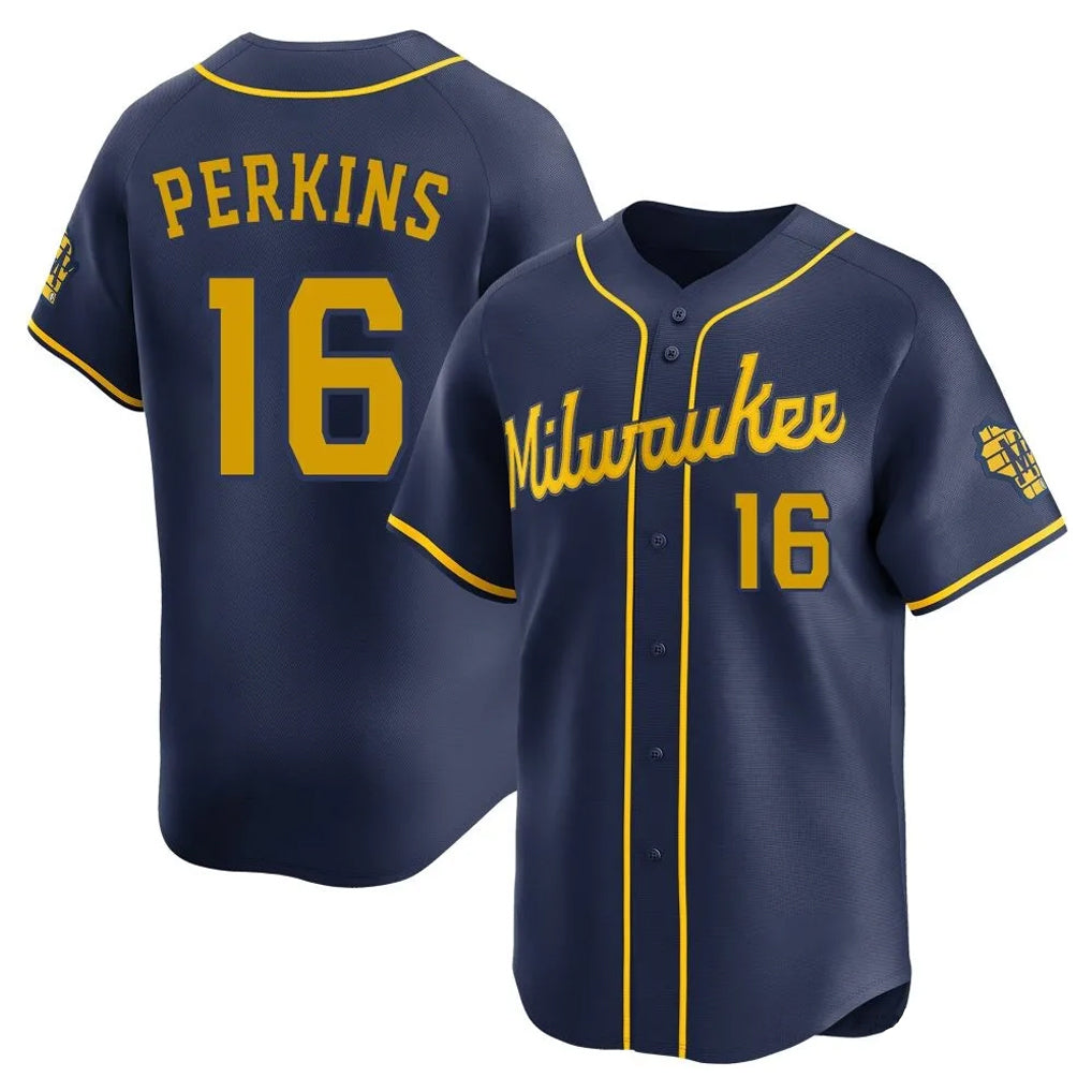 tocy M.Brewers #16 Blake Perkins Player Navy Home Limited Stitched Jerseys