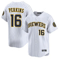 tocy M.Brewers #16 Blake Perkins Player White Stripes Home Limited Game Stitched Jerseys