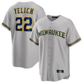 tocy M.Brewers #22 Christian Yelich Player Gray Home Game Stitched Jerseys