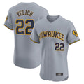 tocy M.Brewers #22 Christian Yelich Player Gray Home Limited Elite Stitched Jerseys
