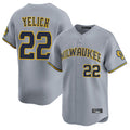 tocy M.Brewers #22 Christian Yelich Player Gray Home Limited Stitched Jerseys