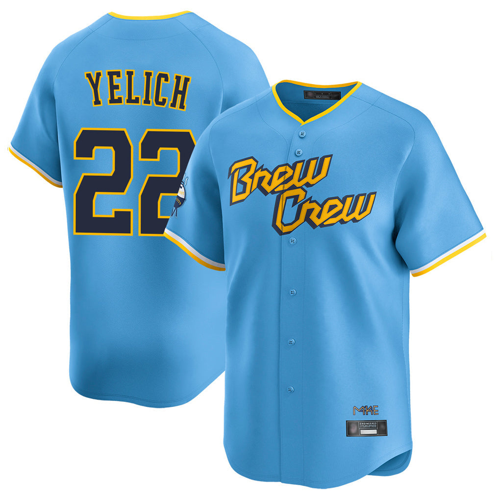 tocy M.Brewers #22 Christian Yelich Player Light Blue City Connect Home Limited Stitched Jerseys