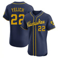 tocy M.Brewers #22 Christian Yelich Player Navy Home Limited Elite Stitched Jerseys