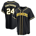 tocy M.Brewers #24 William Contreras Player Black Fashion Out Home Game Stitched Jerseys