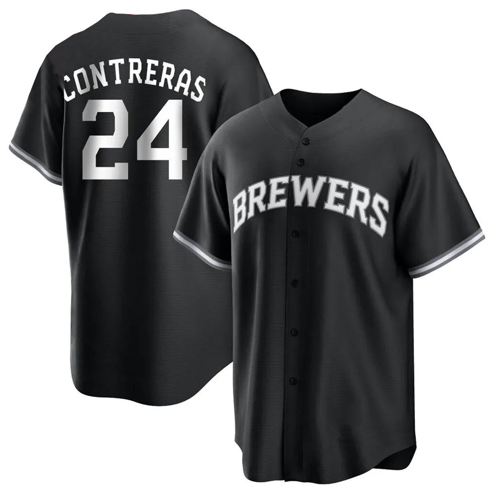 tocy M.Brewers #24 William Contreras Player Black Game Home Stitched Jerseys