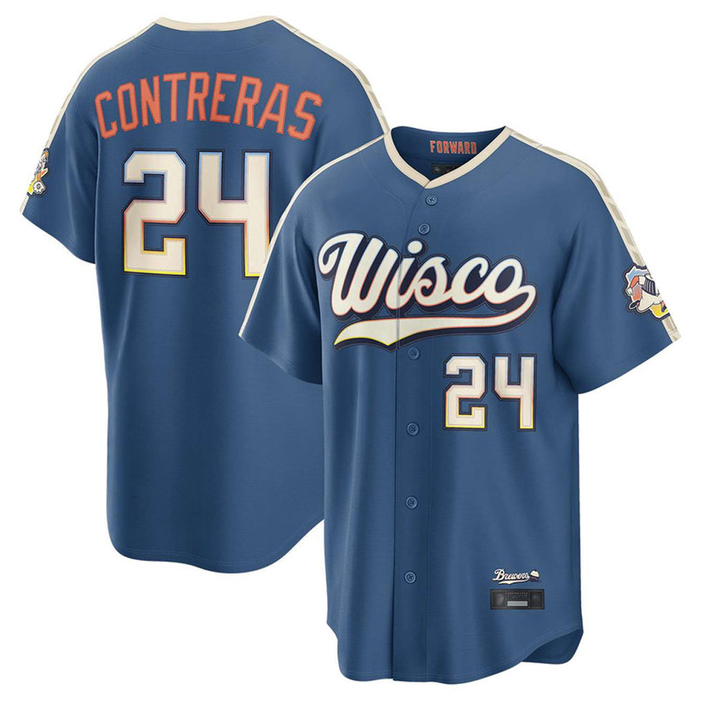 tocy M.Brewers #24 William Contreras Player Blue 2026 City Connect Home Game Stitched Jerseys