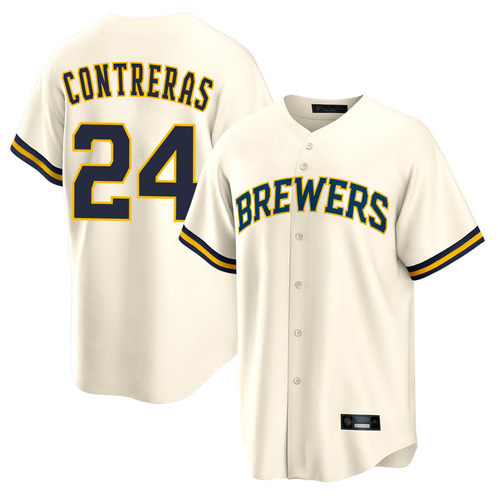 tocy M.Brewers #24 William Contreras Player Cream Home Game Stitched Jerseys