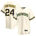 tocy M.Brewers #24 William Contreras Player Cream Home Game Stitched Jerseys