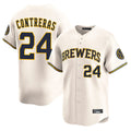 tocy M.Brewers #24 William Contreras Player Cream Home Limited Game Stitched Jerseys