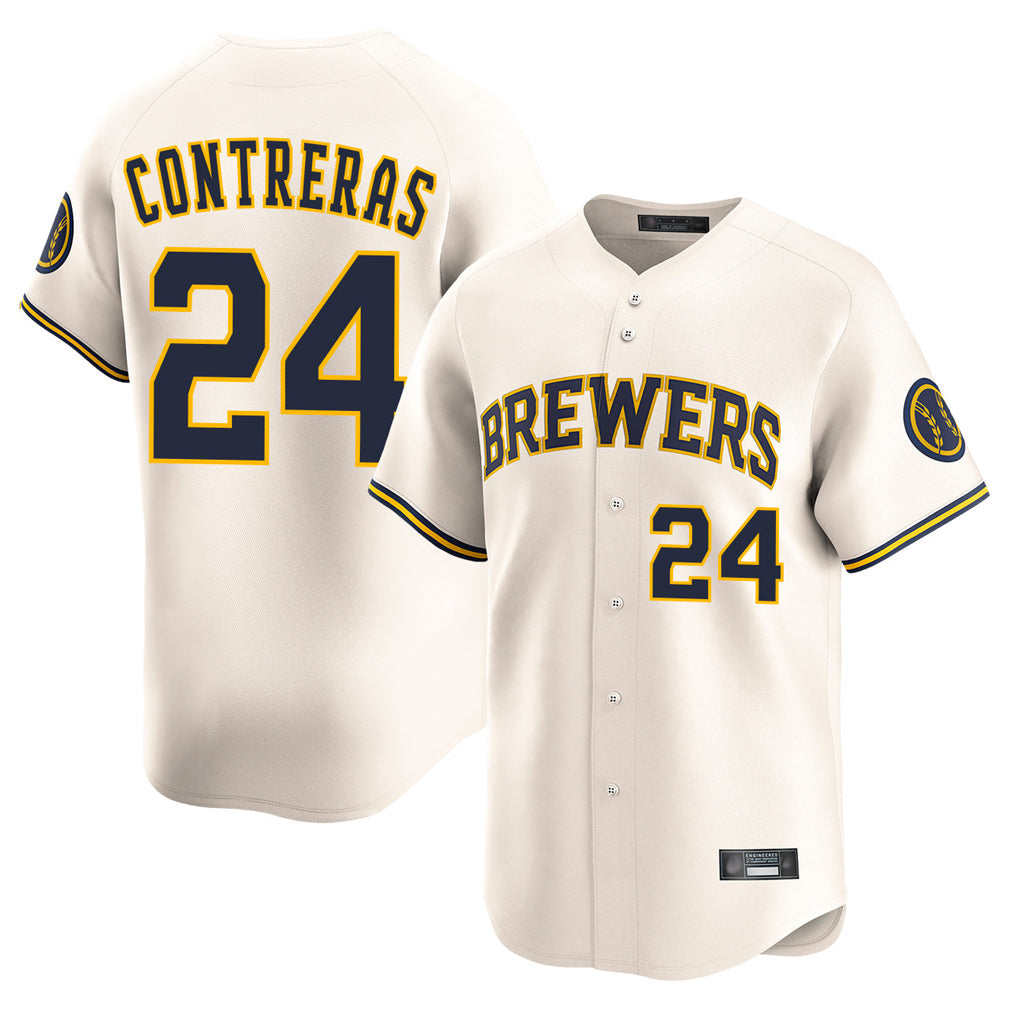 tocy M.Brewers #24 William Contreras Player Cream Home Limited Game Stitched Jerseys