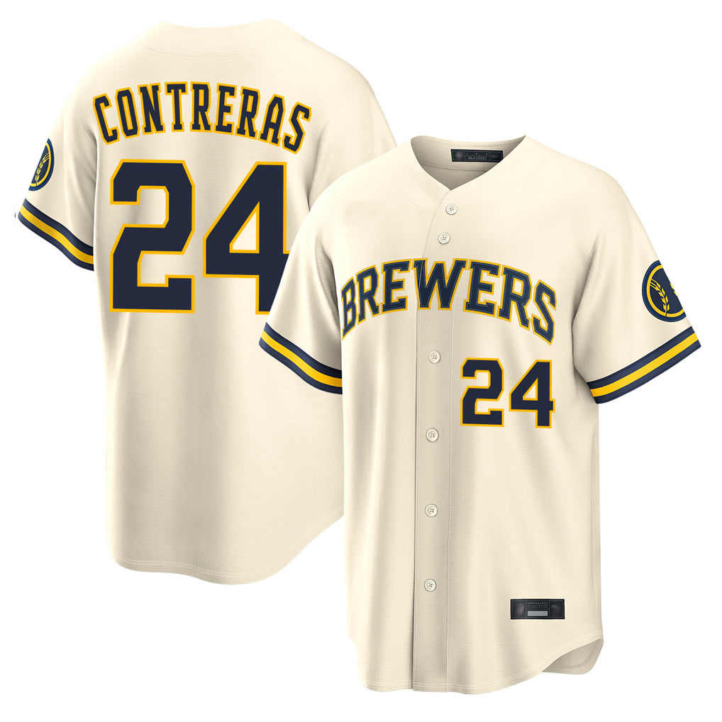 tocy M.Brewers #24 William Contreras Player Cream Home Limited Stitched Jerseys