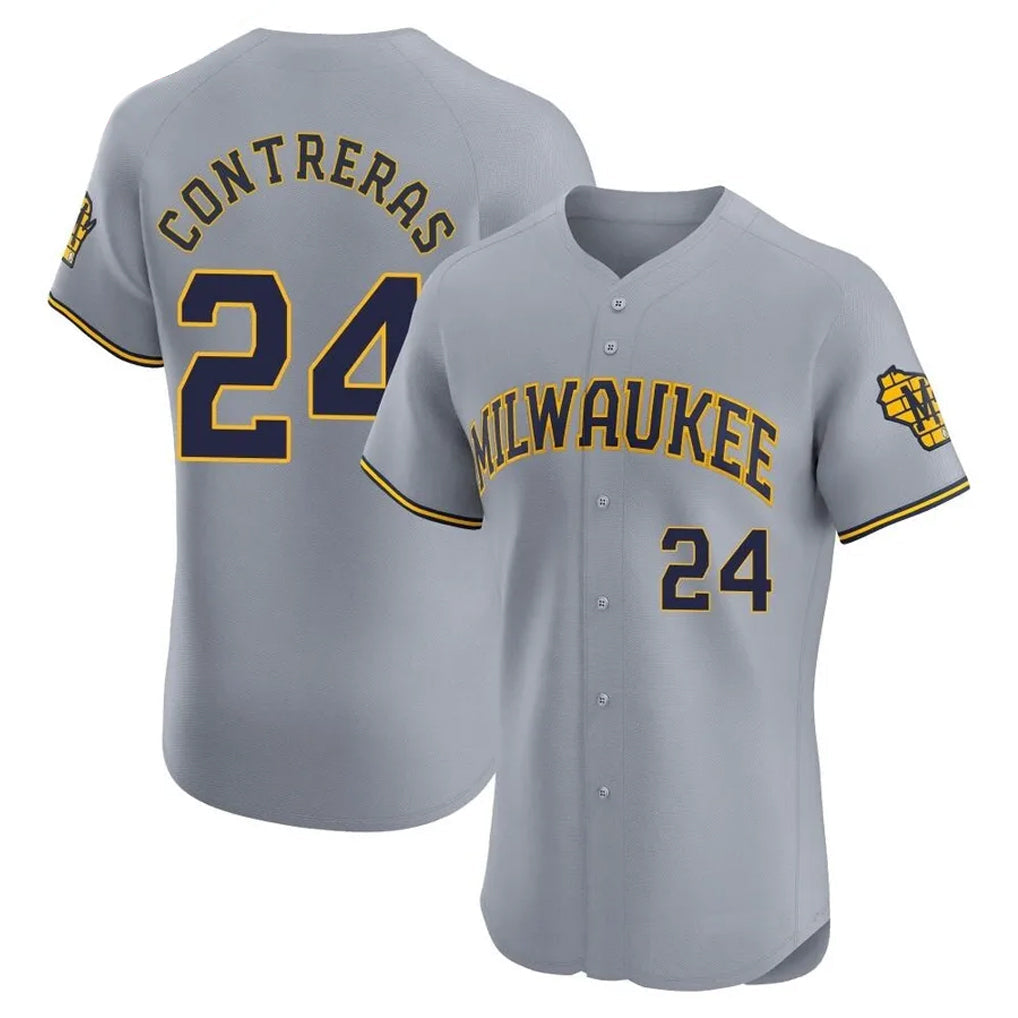 tocy M.Brewers #24 William Contreras Player Gray Home Limited Elite Stitched Jerseys