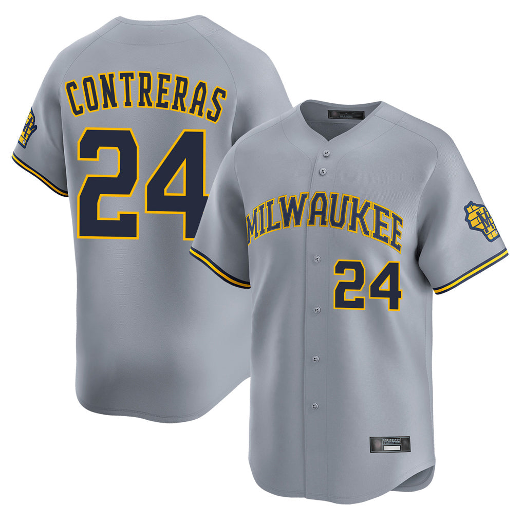 tocy M.Brewers #24 William Contreras Player Gray Home Limited Stitched Jerseys
