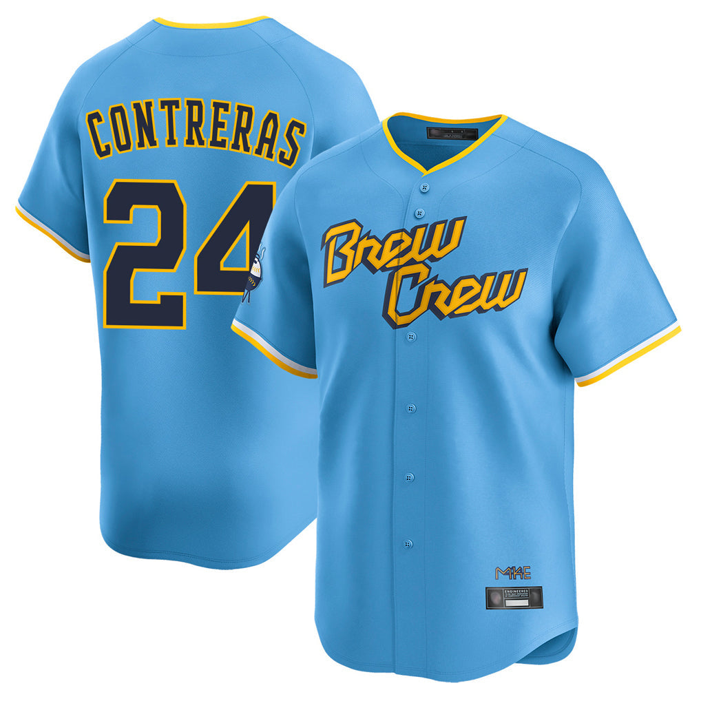 tocy M.Brewers #24 William Contreras Player Light Blue City Connect Home Limited Stitched Jerseys