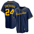 tocy M.Brewers #24 William Contreras Player Navy Home Game Stitched Jerseys