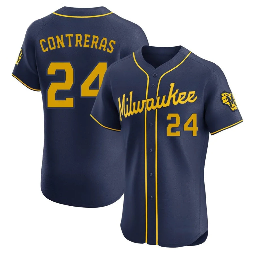 tocy M.Brewers #24 William Contreras Player Navy Home Limited Elite Stitched Jerseys