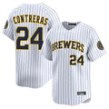 tocy M.Brewers #24 William Contreras Player White Stripes Home Limited Game Stitched Jerseys