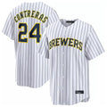tocy M.Brewers #24 William Contreras Player White Stripes Home Limited Stitched Jerseys