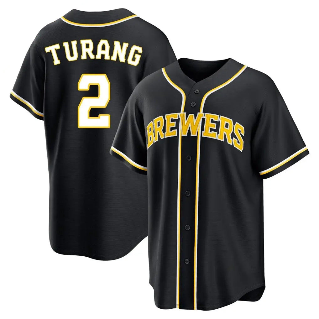 tocy M.Brewers #2 Brice Turang Player Black Fashion Out Home Game Stitched Jerseys