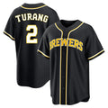 tocy M.Brewers #2 Brice Turang Player Black Fashion Out Home Game Stitched Jerseys