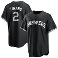 tocy M.Brewers #2 Brice Turang Player Black Game Home Stitched Jerseys