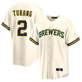 tocy M.Brewers #2 Brice Turang Player Cream Home Game Stitched Jerseys