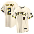 tocy M.Brewers #2 Brice Turang Player Cream Home Limited Stitched Jerseys