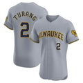 tocy M.Brewers #2 Brice Turang Player Gray Home Limited Elite Stitched Jerseys
