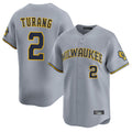 tocy M.Brewers #2 Brice Turang Player Gray Home Limited Stitched Jerseys