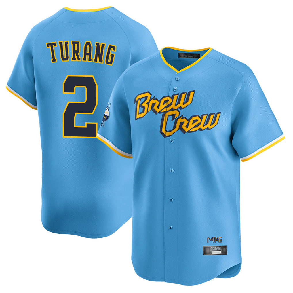tocy M.Brewers #2 Brice Turang Player Light Blue City Connect Home Limited Stitched Jerseys