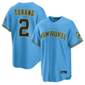 tocy M.Brewers #2 Brice Turang Player Light Blue Road Stadium Game Stitched Jerseys