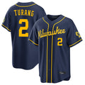 tocy M.Brewers #2 Brice Turang Player Navy Home Stadium Game Stitched Jerseys