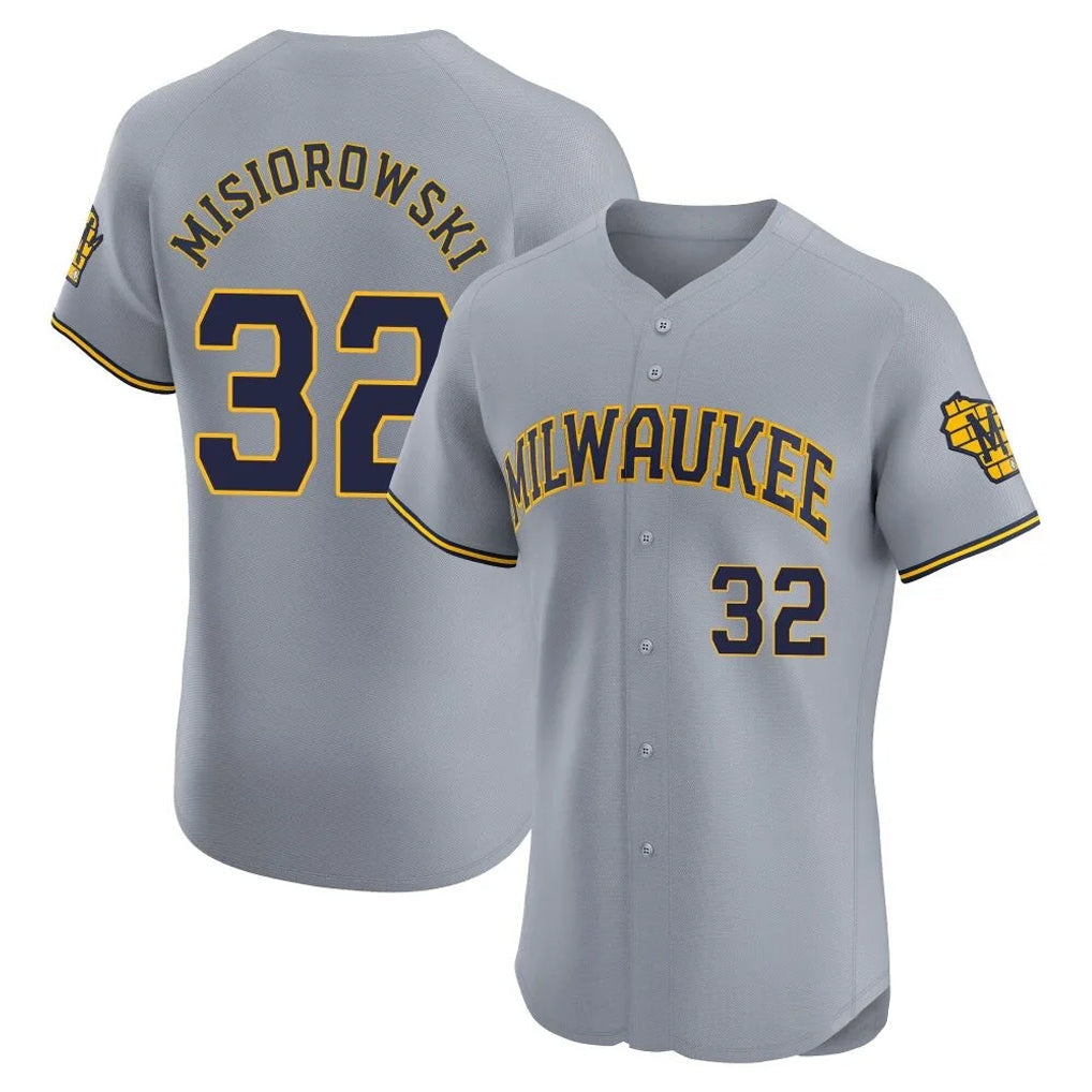 tocy M.Brewers #32 Jacob Misiorowski Player Gray Home Limited Elite Stitched Jerseys