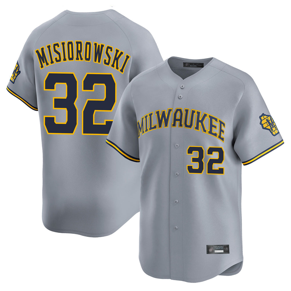tocy M.Brewers #32 Jacob Misiorowski Player Gray Home Limited Stitched Jerseys