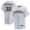 tocy M.Brewers #32 Jacob Misiorowski Player White Stripes Home Game Stitched Jerseys