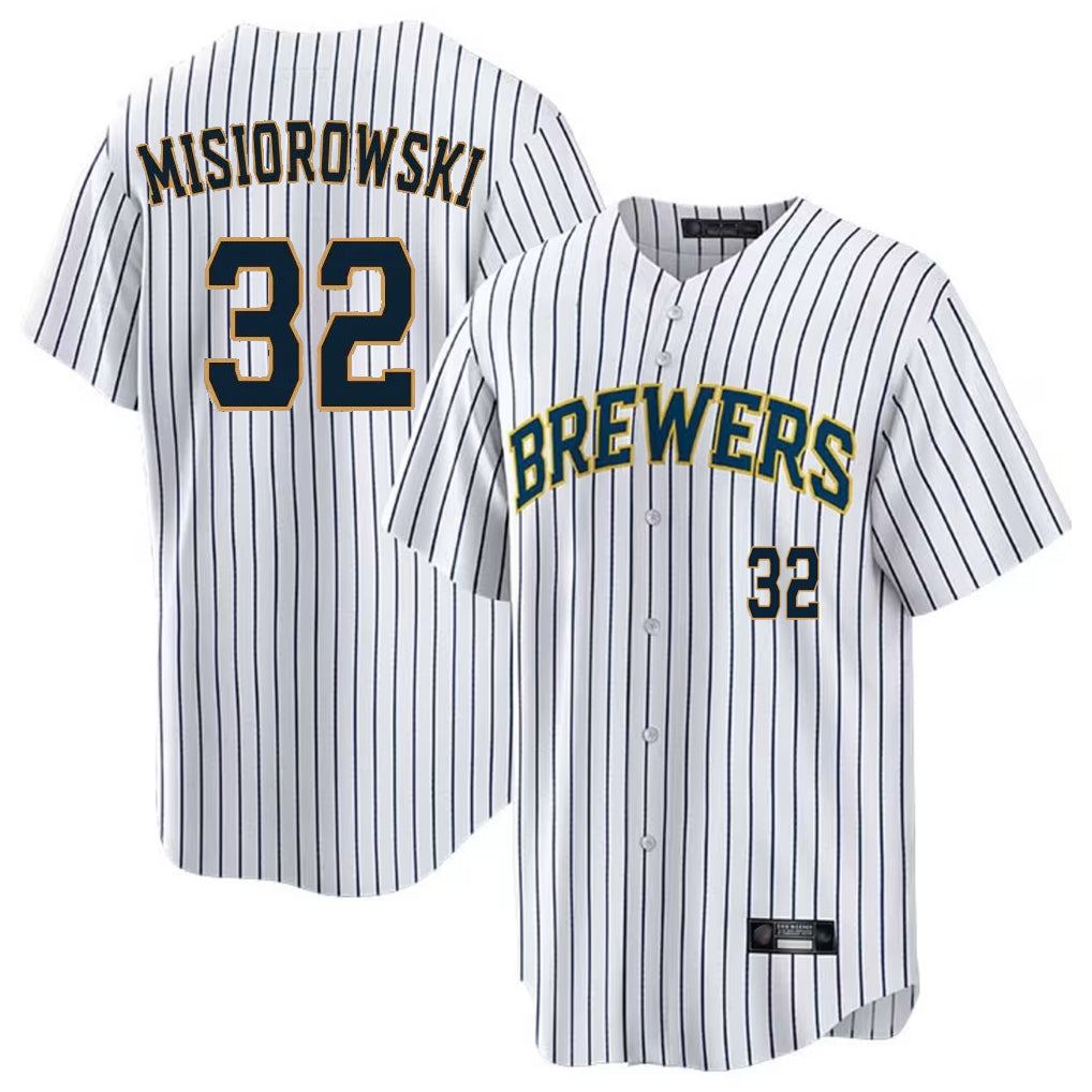 tocy M.Brewers #32 Jacob Misiorowski Player White Stripes Limited Game Home Stitched Jerseys