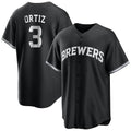 tocy M.Brewers #3 Joey Ortiz Player Black Game Home Stitched Jerseys